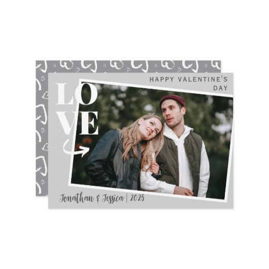 ロマンエレガントチラブカップルValentines Day写真 シーズンカード (正面/裏面インサイチュ)
