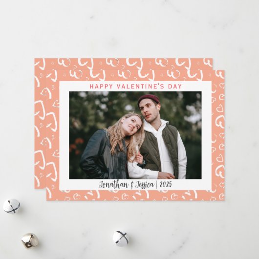 ロマンエレガントチラブカップルValentines Day写真 シーズンカード (正面/裏面インサイチュ)