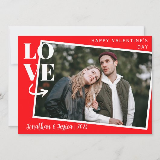 ロマンエレガントチラブカップルValentines Day写真 シーズンカード (正面)