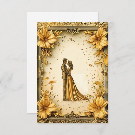 ロマンエレガントツ夫婦の金ゴールド結婚作品 招待状 (正面/裏面)