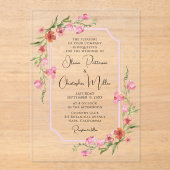 ロマンエレガントティウォーター色のフローラ結婚ズ アクリル招待状 (正面)