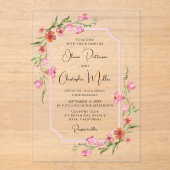 ロマンエレガントティウォーター色のフローラ結婚ズ アクリル招待状 (正面)