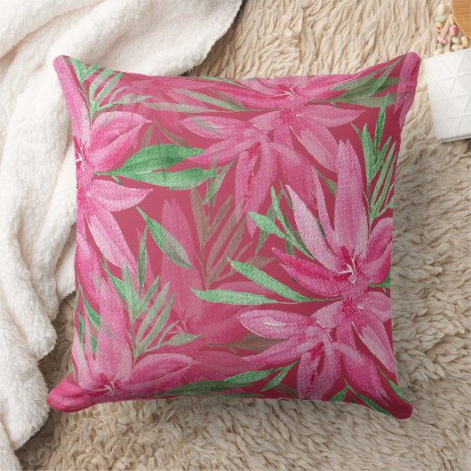 ロマンエレガントティウォーター色フローラアート クッション (ブランケット)