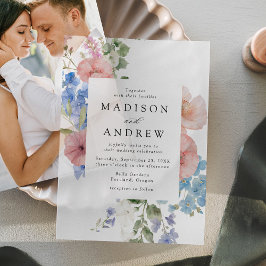 ロマンエレガントティウォーター色フローラフレ結婚ーム ベラム紙招待状