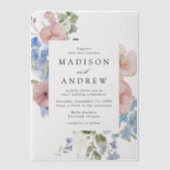 ロマンエレガントティウォーター色フローラフレ結婚ーム ベラム紙招待状 (正面)