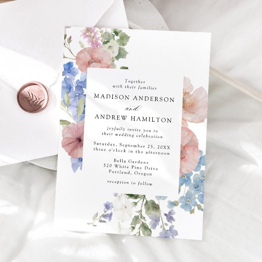 ロマンエレガントティウォーター色フローラフレ結婚ーム 招待状