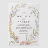 ロマンエレガントティウォーター色フローラ結婚リース ベラム紙招待状 (正面)