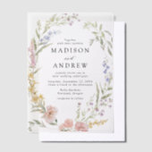 ロマンエレガントティウォーター色フローラ結婚リース ベラム紙招待状 (オフセット)