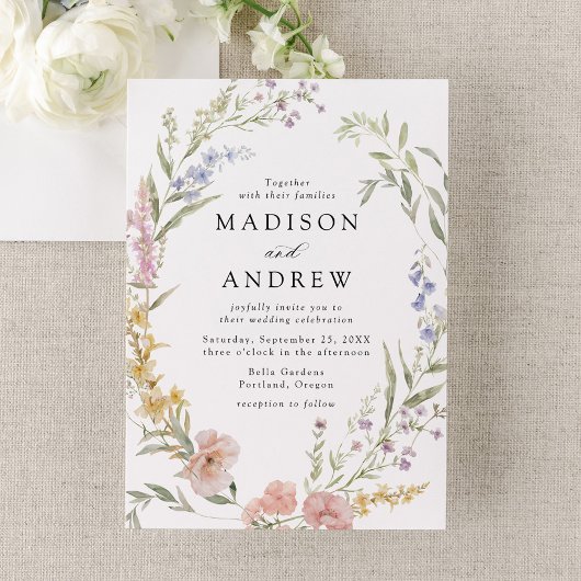 ロマンエレガントティウォーター色フローラ結婚リース 招待状