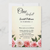 ロマンエレガントティウォーター色フローラ1st誕生日 招待状 (正面)