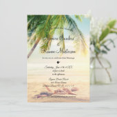 ロマンエレガントティカルトロピカルプラムビーチ結婚式 招待状 (スタンド正面)