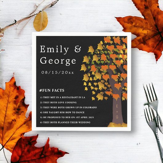 ロマンエレガントティカルト彫りツリーブラック秋の結婚式 スタンダードカクテルナプキン