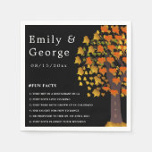 ロマンエレガントティカルト彫りツリーブラック秋の結婚式 スタンダードカクテルナプキン (正面)