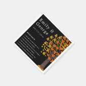 ロマンエレガントティカルト彫りツリーブラック秋の結婚式 スタンダードカクテルナプキン (角)