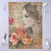 ロマンエレガントティガールフローラ抽象芸術アートコラージュ 薄葉紙 (クラフト)