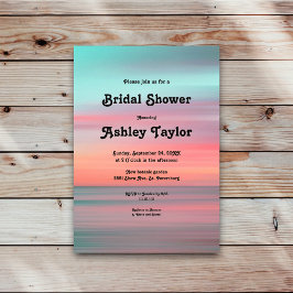 ロマンエレガントティサンセットスカイビーチブライダルシャワー 招待状