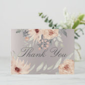 ロマンエレガントティシルバーコーラルフローラ結婚写真 サンキューカード (スタンド正面)