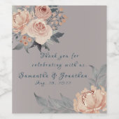 ロマンエレガントティシルバーピンク結婚フローラ ワインラベル (シングルラベル)