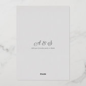 ロマンエレガントティックなスクリプ結婚トのグレー真珠 箔招待状 (裏面)