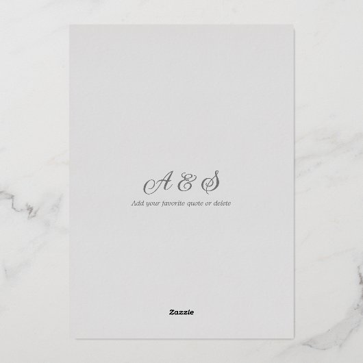 ロマンエレガントティックなスクリプ結婚トのグレー真珠 箔招待状 (裏面)