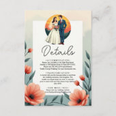 ロマンエレガントティックな新郎新婦のフローラ結婚ズ エンクロージャーカード (正面)