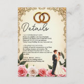 ロマンエレガントティックな新郎新婦のフローラ結婚ズ エンクロージャーカード (正面)