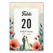 ロマンエレガントティックな新郎新婦のフローラ結婚ズ テーブルナンバー (正面)