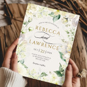 ロマンエレガントティックな白いセージ花模様の結婚 招待状