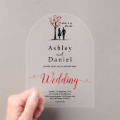 ロマンエレガントティックな白黒のカップル結婚ズ アクリル招待状 (インサイチュ (ポータブル))