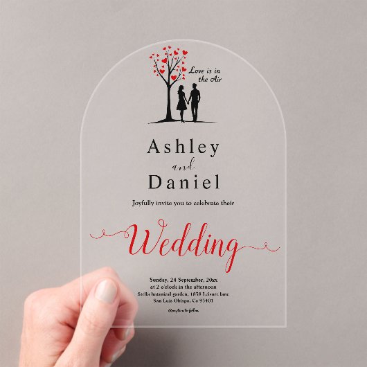 ロマンエレガントティックな白黒のカップル結婚ズ アクリル招待状 (インサイチュ (ポータブル))