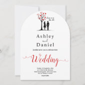 ロマンエレガントティックな白黒のカップル結婚ズ 招待状 (正面)