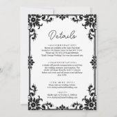 ロマンエレガントティックな白黒のカップル結婚ズ 招待状 (裏面)