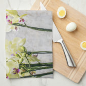 ロマンエレガントティッククリーム&薄紫ラン キッチンタオル (四つ折り)