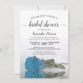 ロマンエレガントティックターコイズブルーバラブライダルシャワー 招待状 (正面)