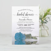 ロマンエレガントティックターコイズブルーバラブライダルシャワー 招待状 (スタンド正面)