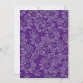 ロマンエレガントティックデイジーフローラパープル結婚ズ 招待状 (裏面)