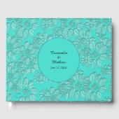 ロマンエレガントティックデイジーフローラ結婚ターコイズ ゲストブック (正面)