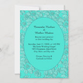 ロマンエレガントティックデイジーフローラ結婚ターコイズ マグネット招待状 (正面)