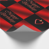 ロマンエレガントティックハッピーバースデーレッド&ブラックハート ラッピングペーパー (角)