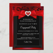 ロマンエレガントティックハート婚約パーティ招待状 招待状 (正面/裏面)