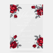 ロマンエレガントティックバラフローラ結婚ズ・ウェルカム アクリルサイン (正面)