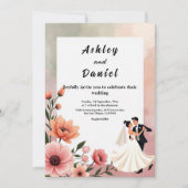 ロマンエレガントティックバラ新郎新婦フローラ結婚ズ 招待状 (正面)