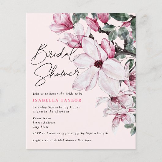 ロマンエレガントティックピンクフローラ予算ブライダルシャワー (正面)