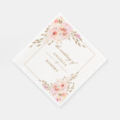 ロマンエレガントティックピンク赤面金ゴールド結婚フローラ スタンダードランチョンナプキン (角)