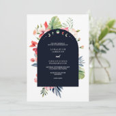 ロマンエレガントティックフローラアーチトロピカル結婚ズ 招待状 (スタンド正面)