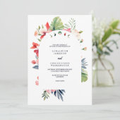 ロマンエレガントティックフローラアーチトロピカル結婚ズ 招待状 (スタンド正面)