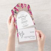 ロマンエレガントティックフローラウォーターカラーアート オールインワン招待状 (貼ってはがせる)