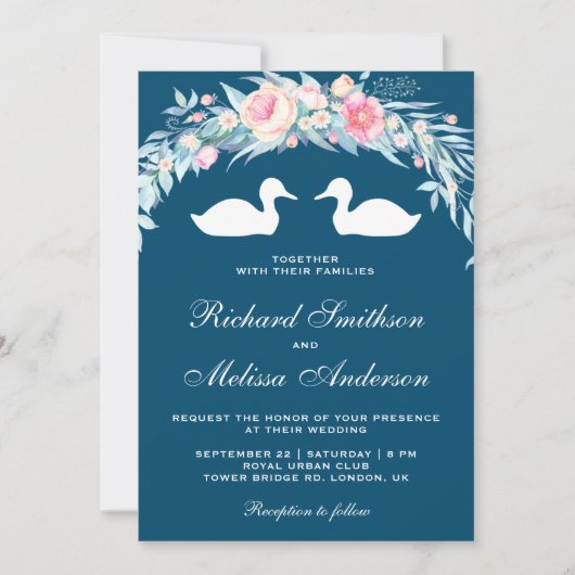 ロマンエレガントティックフローラダックス結婚式招待状 招待状 (正面)