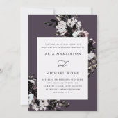 ロマンエレガントティックフローラパープル結婚ズ 招待状 (正面)