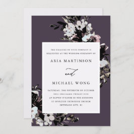 ロマンエレガントティックフローラパープル結婚ズ 招待状